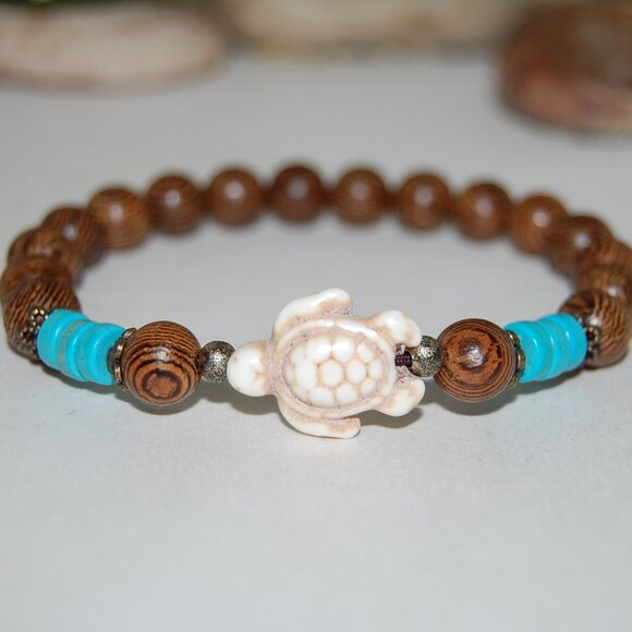 Turtle Bracelet,Wood Bracelet,Turtle Wooden Bracelet - Picture 2 of 2